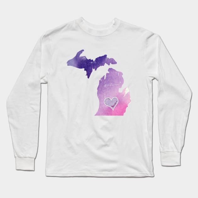 Watercolor Michigan Long Sleeve T-Shirt by bubbsnugg